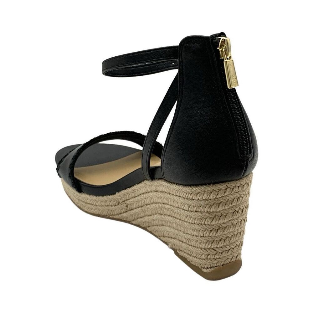 Kenneth Cole Reaction NWT Colton Espadrille 3” Strappy Wedge Ankle Sandals Black - Picture 3 of 5